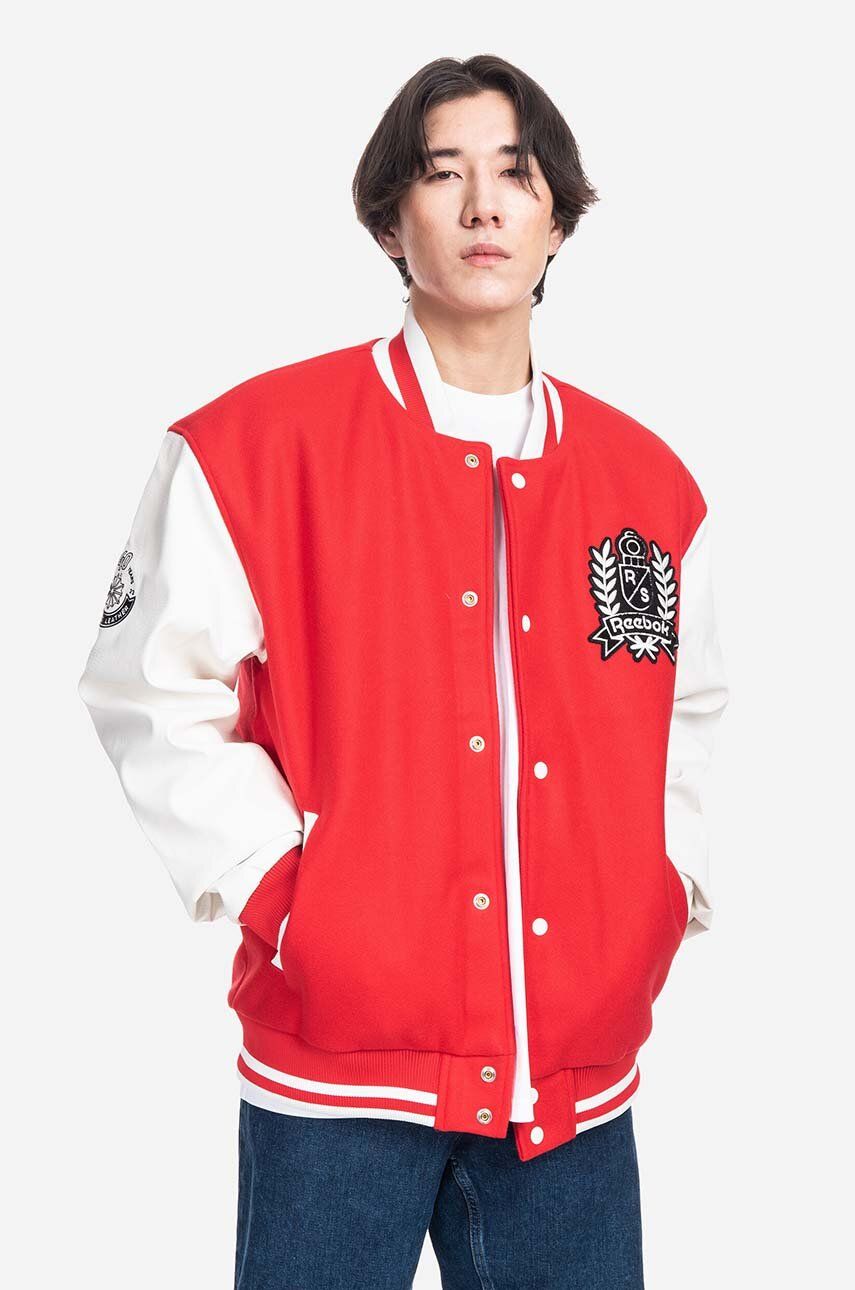 E-shop Bunda z vlněné směsi Reebok Classic Res V Jacket HS5794 červená barva
