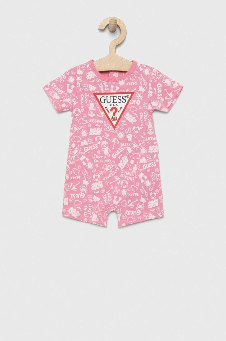 

Бебешки къс гащеризон Guess, Розов