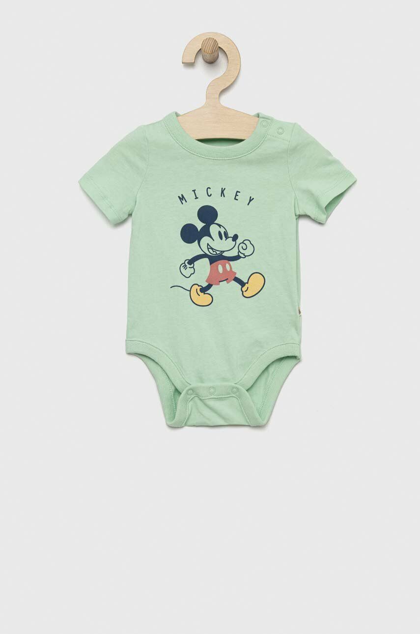 Bavlněné kojenecké body GAP x Disney - zelená -  100 % Bavlna