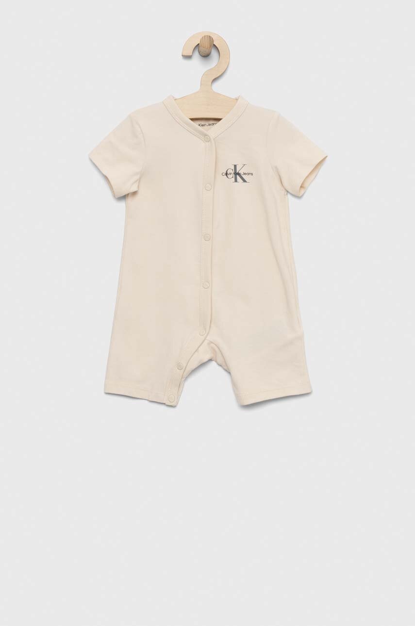 

Бебешки къс гащеризон Calvin Klein Jeans, Бежов