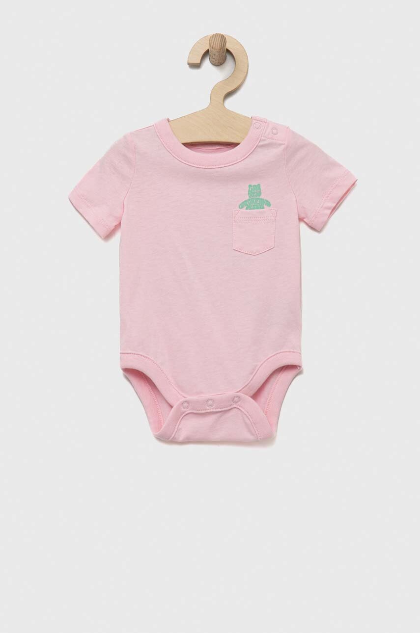 

Бебешко боди от памук GAP, Розов