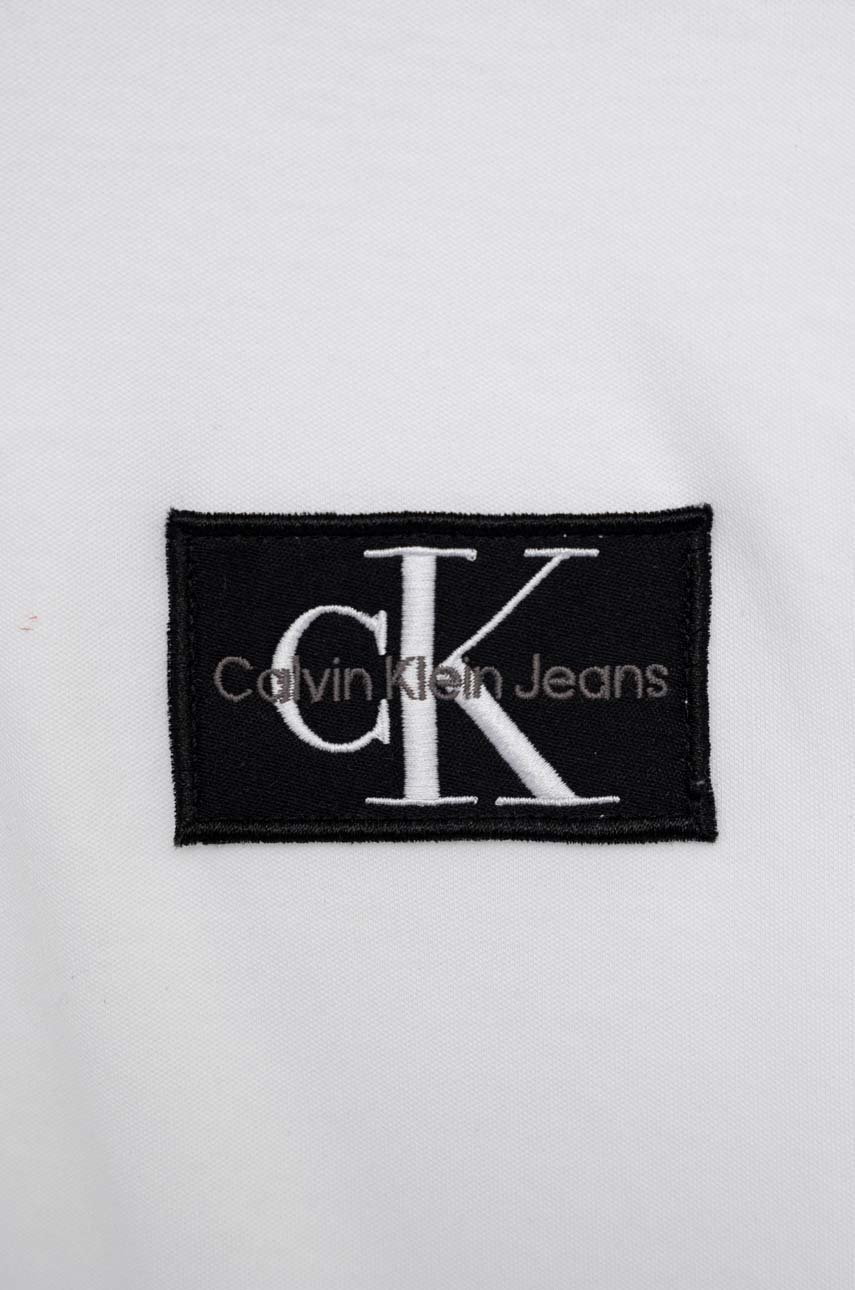 Хлопковый детский лонгслив Calvin Klein Jeans цвет белый однотонная