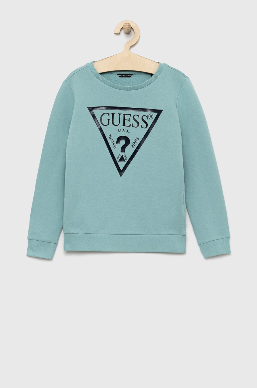 

Дитяча бавовняна кофта Guess колір бірюзовий
