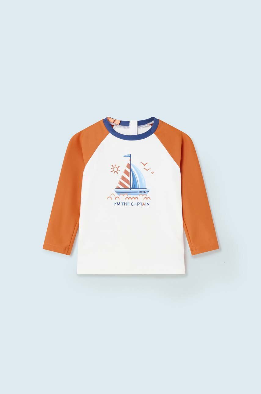 Levně Kojenecké tričko s dlouhým rukávem Mayoral oranžová barva, s potiskem