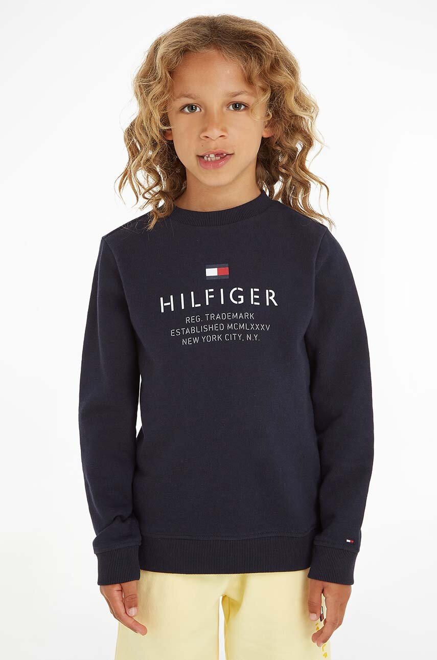 

Детски суичър Tommy Hilfiger в тъмносиньо с принт, Тъмносин