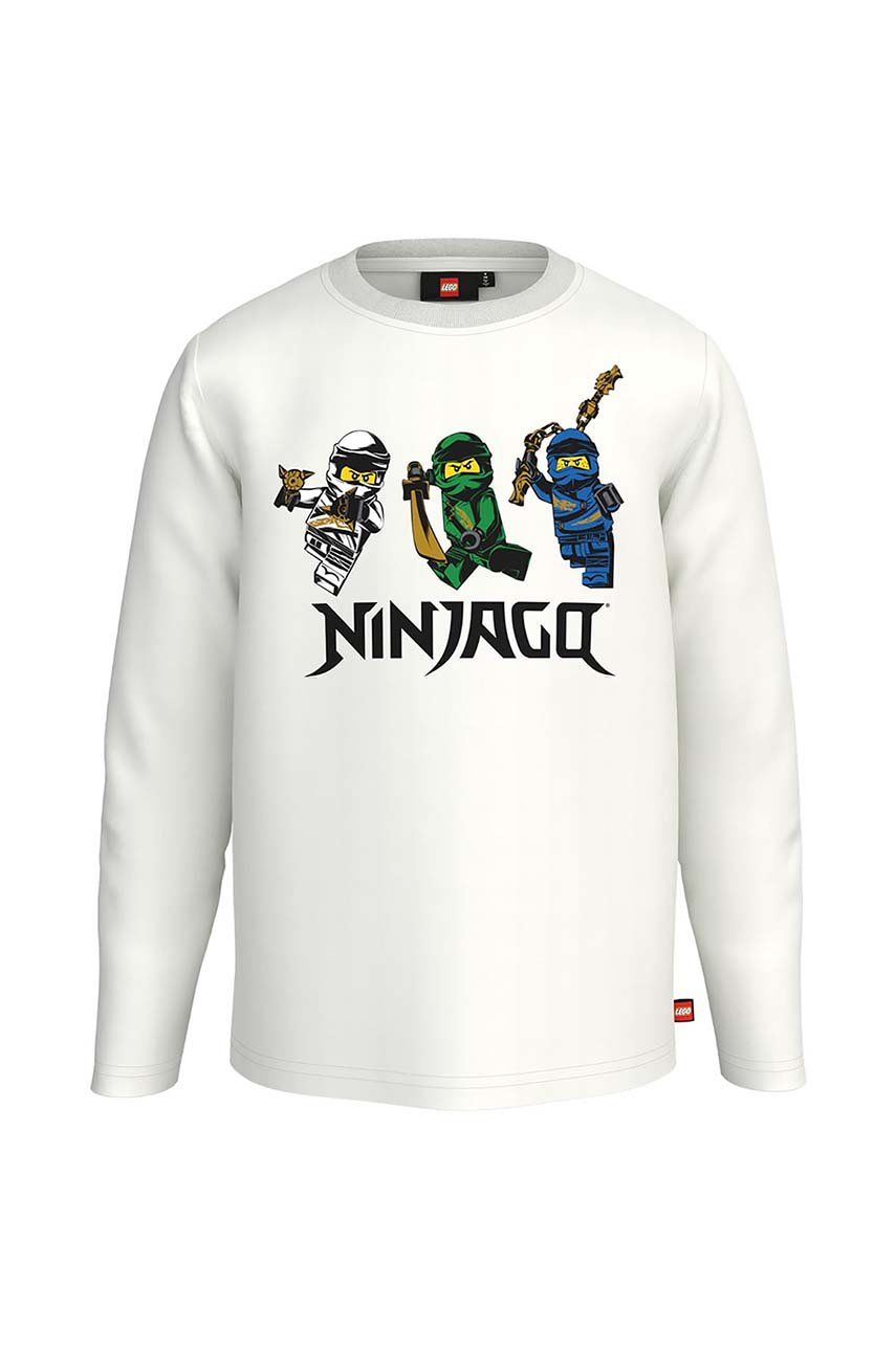 E-shop Dětská bavlněná košile s dlouhým rukávem Lego x Ninjago bílá barva, s potiskem