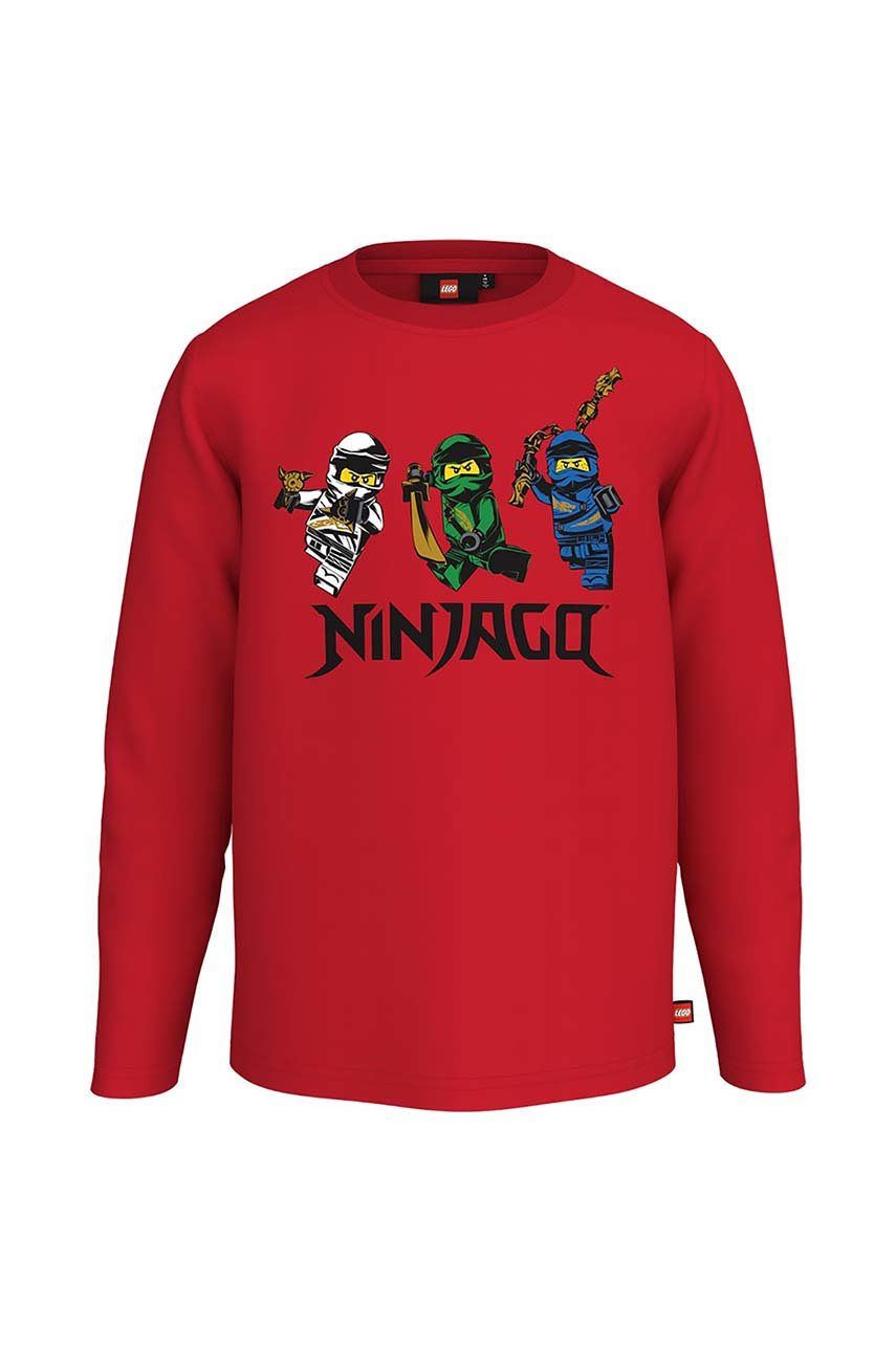 Lego longsleeve din bumbac pentru copii x Ninjago culoarea rosu, cu imprimeu