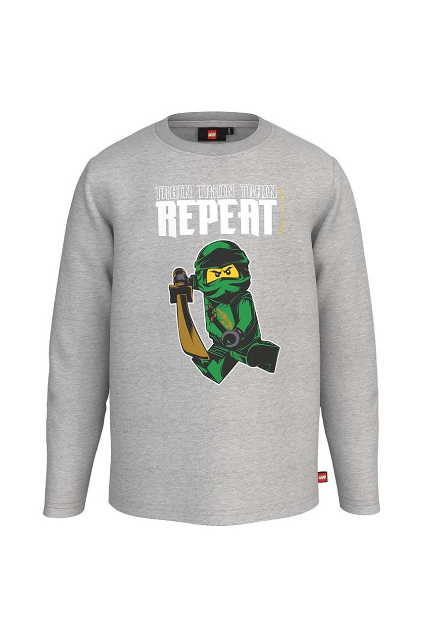 Lego longsleeve din bumbac pentru copii x Ninjago culoarea gri, cu imprimeu