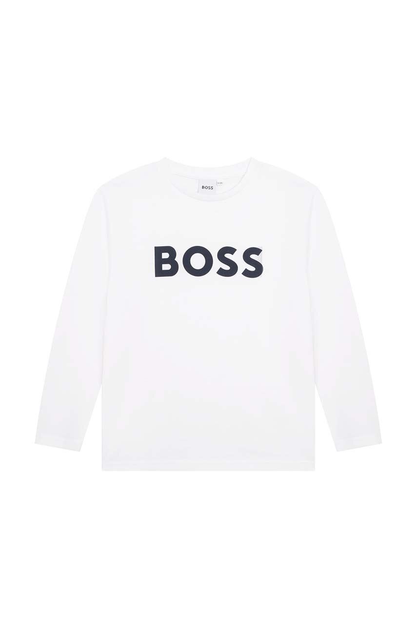 BOSS tricou de bumbac pentru copii culoarea alb, cu imprimeu