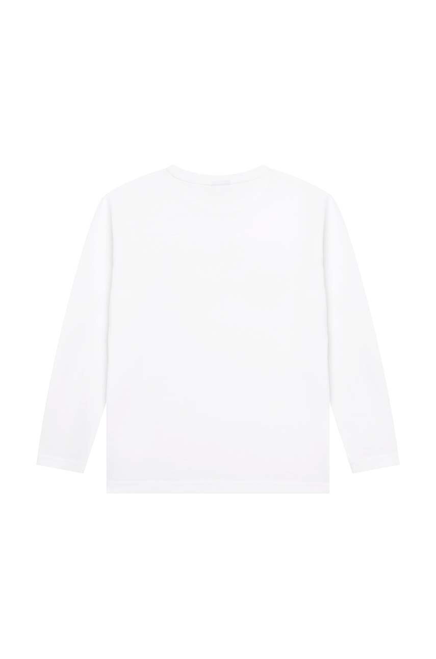 Хлопковый детский лонгслив BOSS цвет белый с принтом