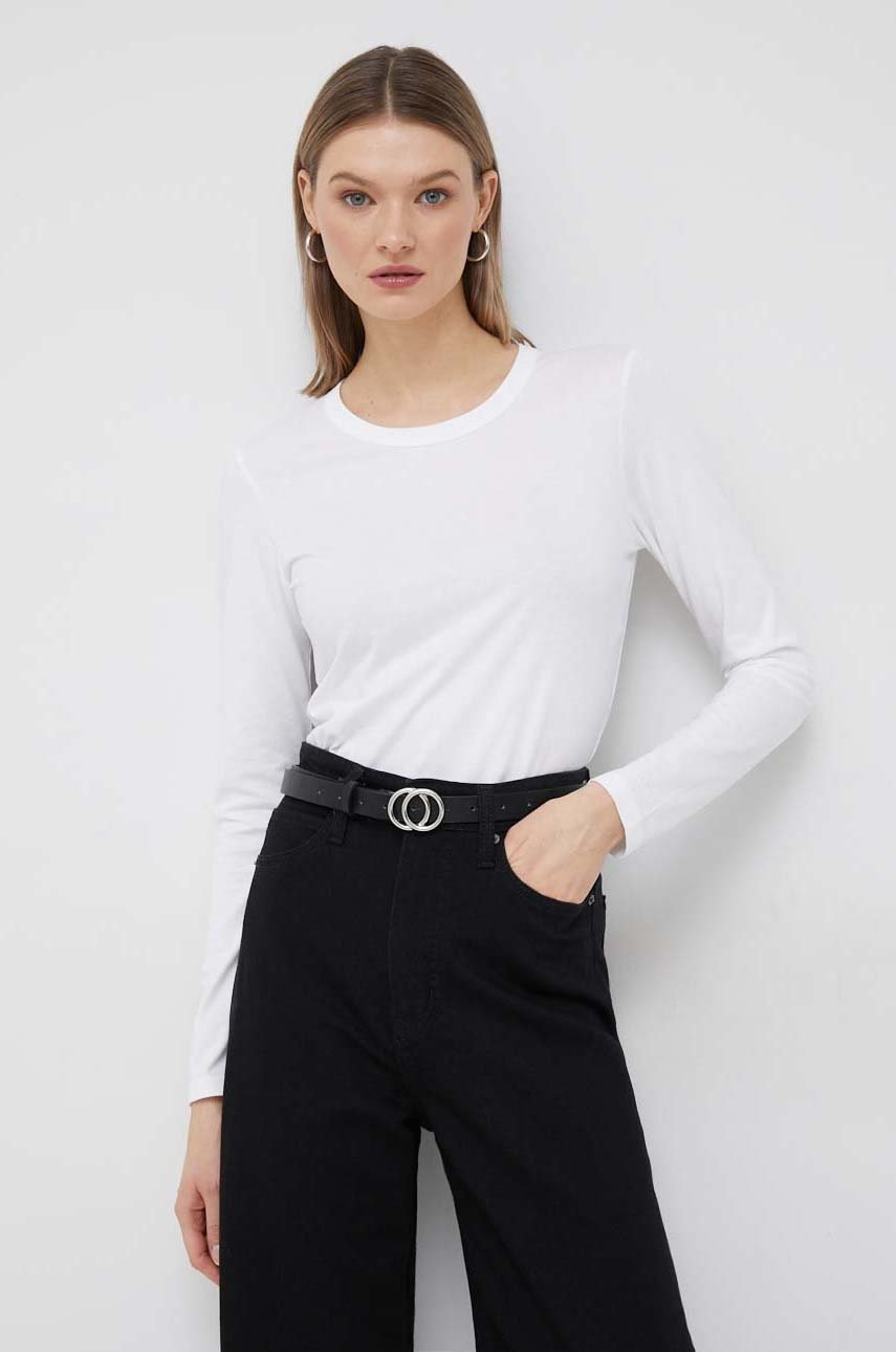 

Памучна блуза с дълги ръкави Calvin Klein в бяло, Бял