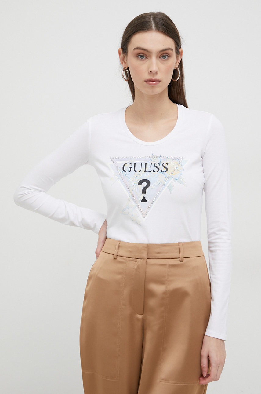 

Лонгслив Guess женский цвет белый