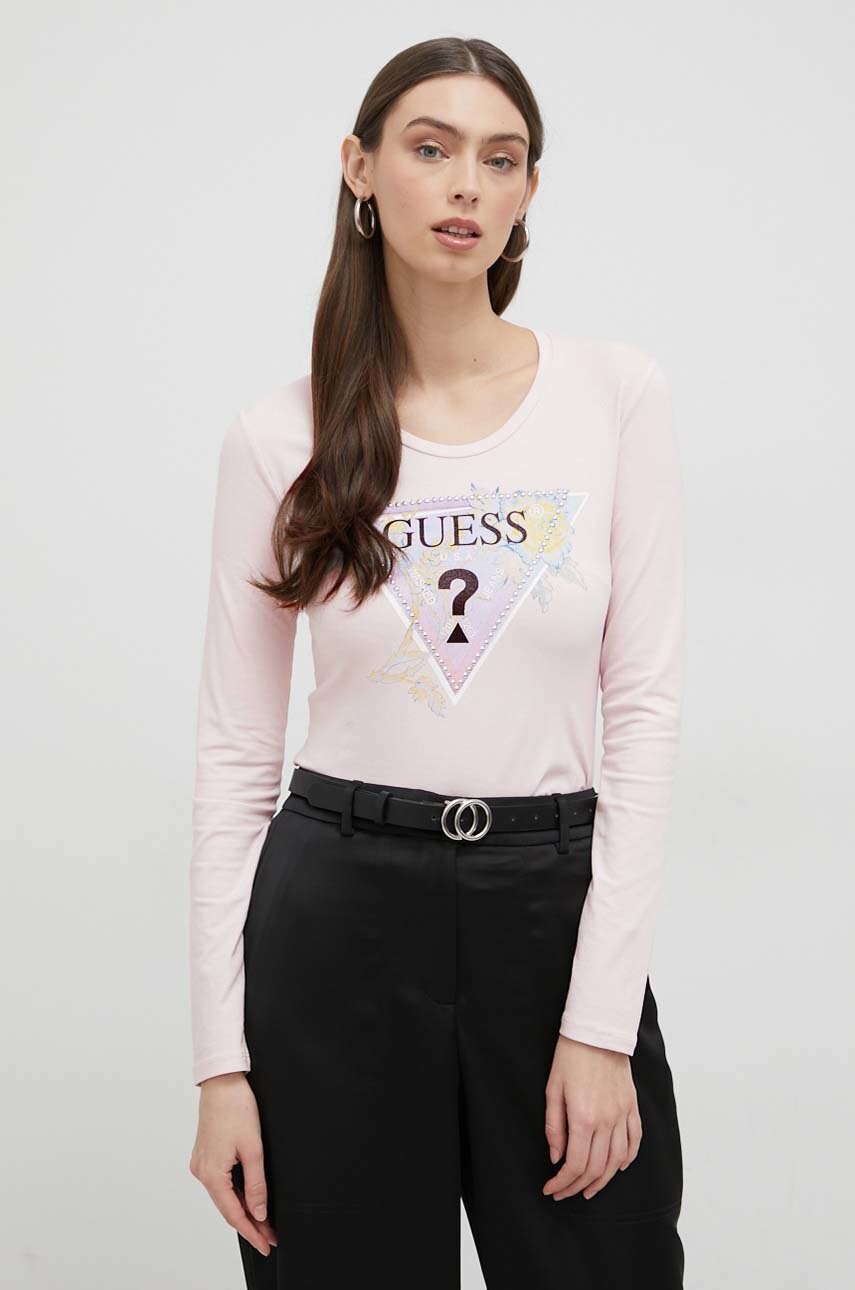 

Лонгслів Guess жіночий колір рожевий
