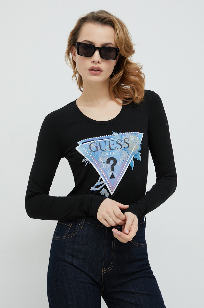 

Лонгслів Guess жіночий колір чорний