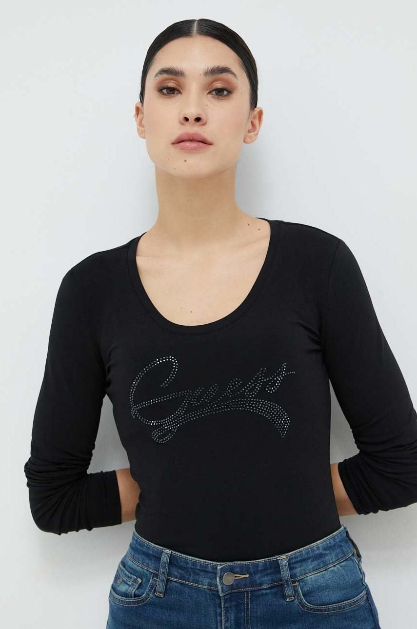 

Лонгслив Guess женский цвет чёрный