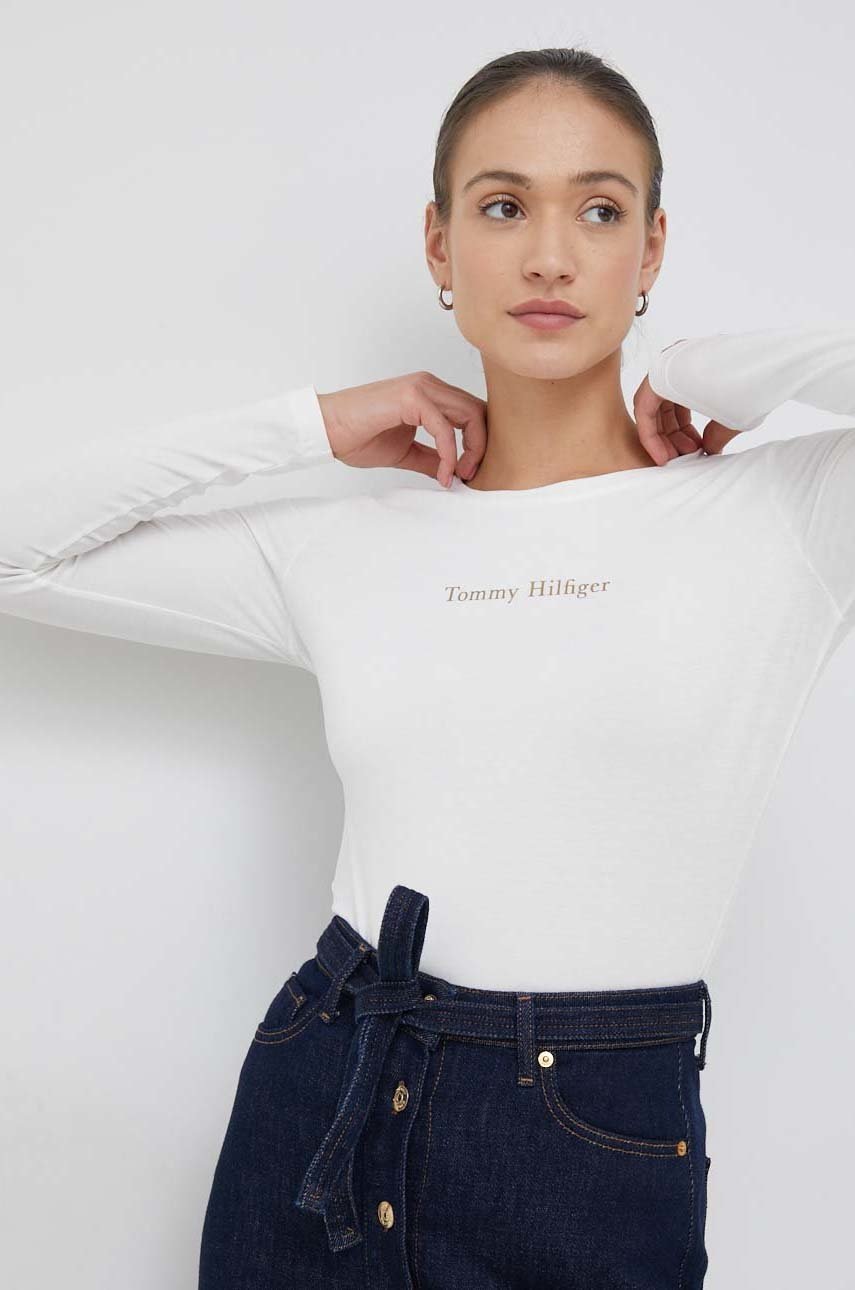 

лонгслів Tommy Hilfiger жіночий колір білий