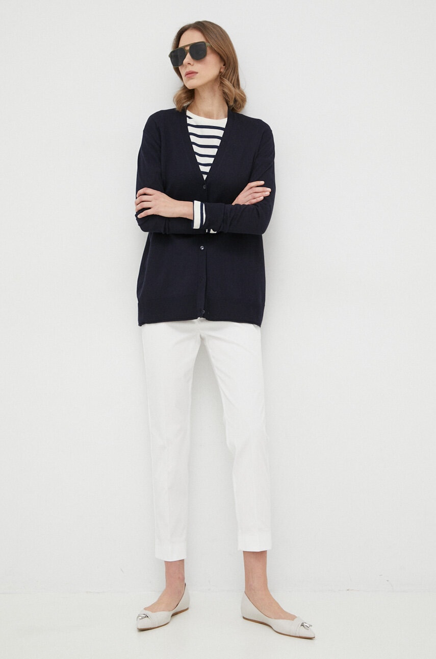 

Бавовняний лонгслів Weekend Max Mara колір синій