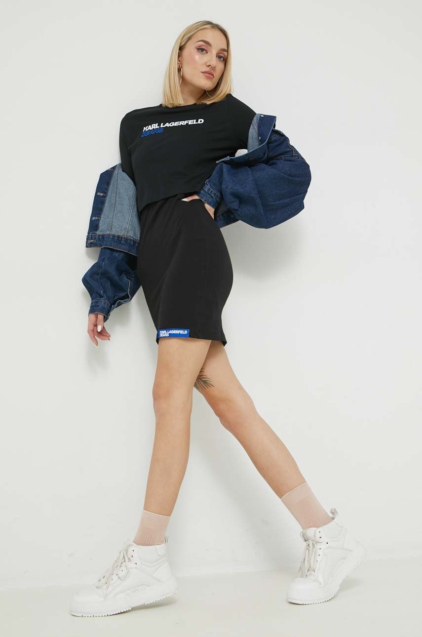 

Хлопковый лонгслив Karl Lagerfeld Jeans цвет чёрный