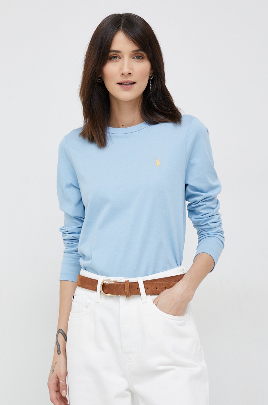 

Памучна блуза с дълги ръкави Polo Ralph Lauren в синьо, Син