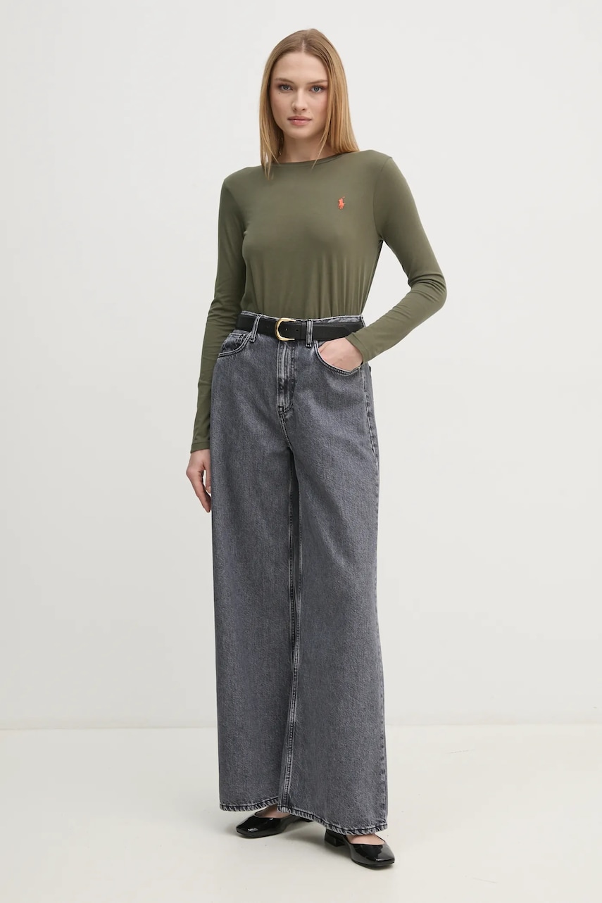 Хлопковый лонгслив Polo Ralph Lauren цвет белый 211898699 Хлопковый лонгслив Polo Ralph Lauren цвет белый 211898699