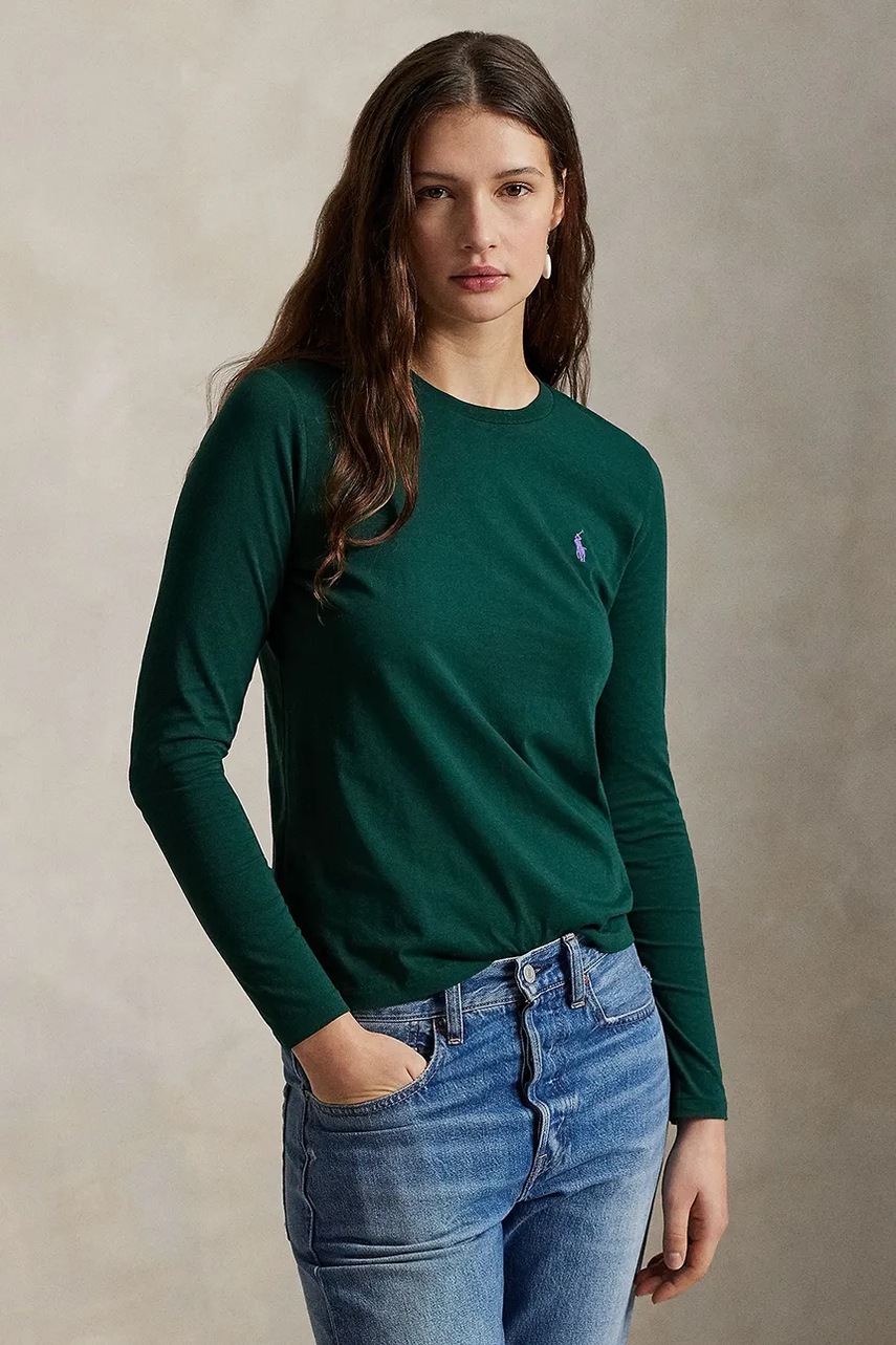 

Памучна блуза с дълги ръкави Polo Ralph Lauren в бяло 211898699, Зелен
