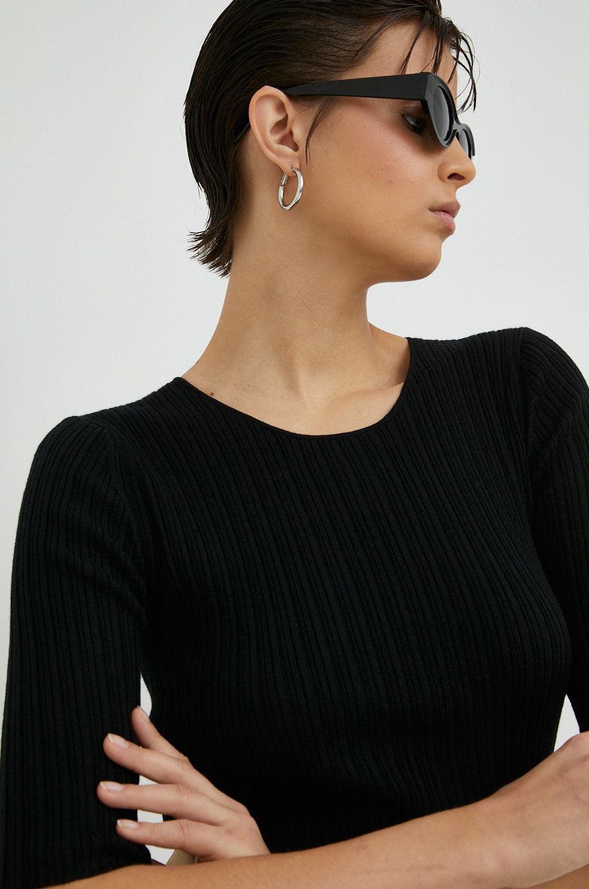 By Malene Birger pulover de lana femei, culoarea negru, light answear.ro