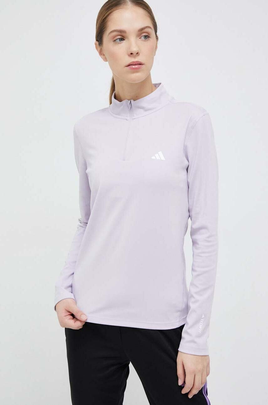 Adidas performance mânecă lungă de antrenament techfit culoarea violet, cu turtleneck