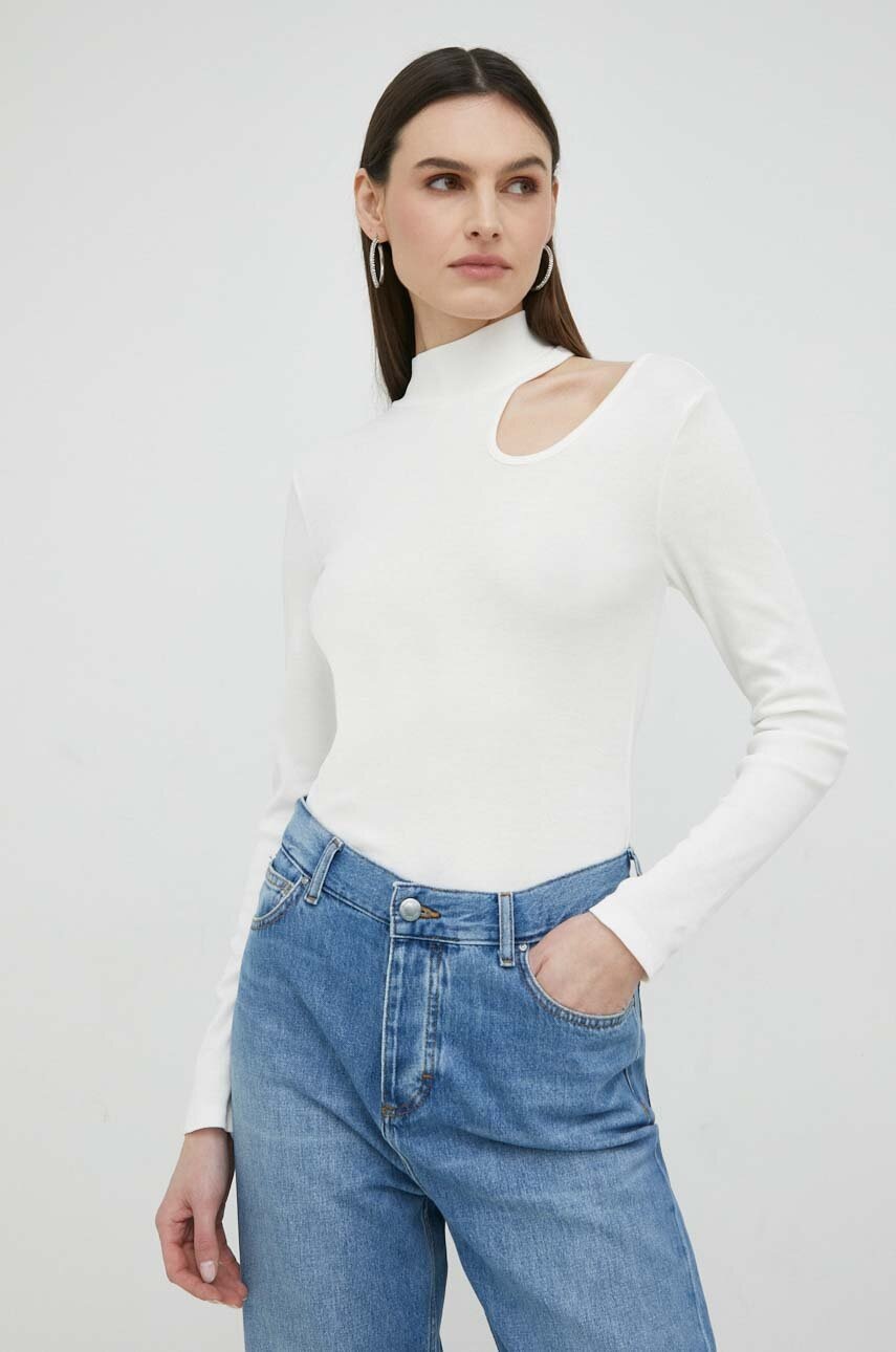 

Лонгслив Marc O'Polo DENIM женский цвет белый с полугольфом