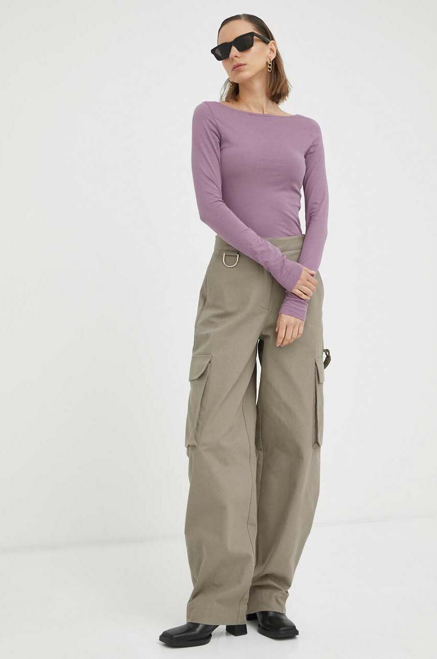 

Хлопковый лонгслив G-Star Raw цвет фиолетовый