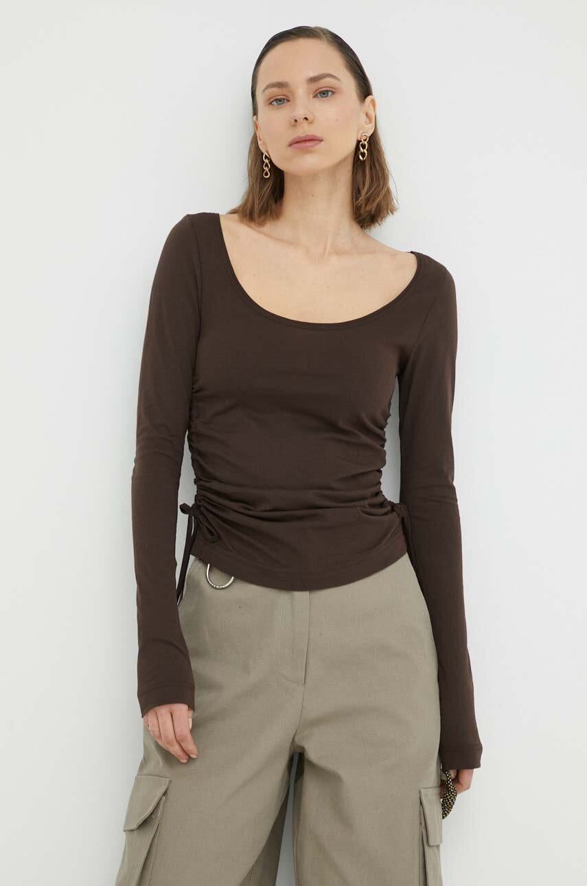 G-star raw longsleeve din bumbac culoarea maro