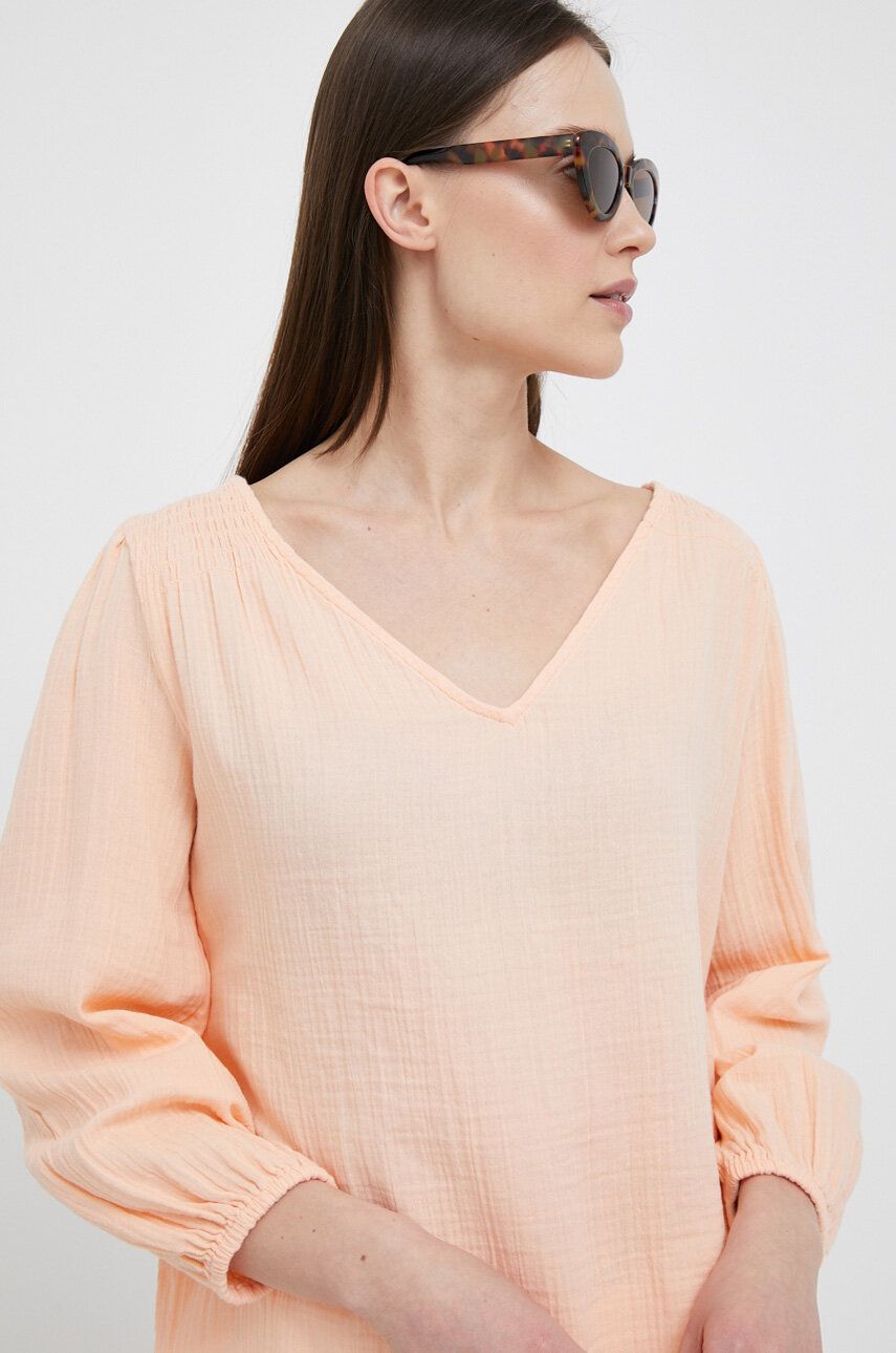 GAP bluza din bumbac femei, culoarea portocaliu, neted answear.ro