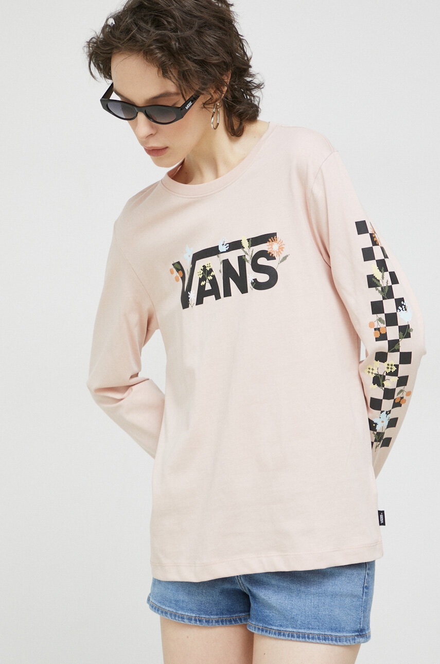 

Бавовняний лонгслів Vans колір рожевий