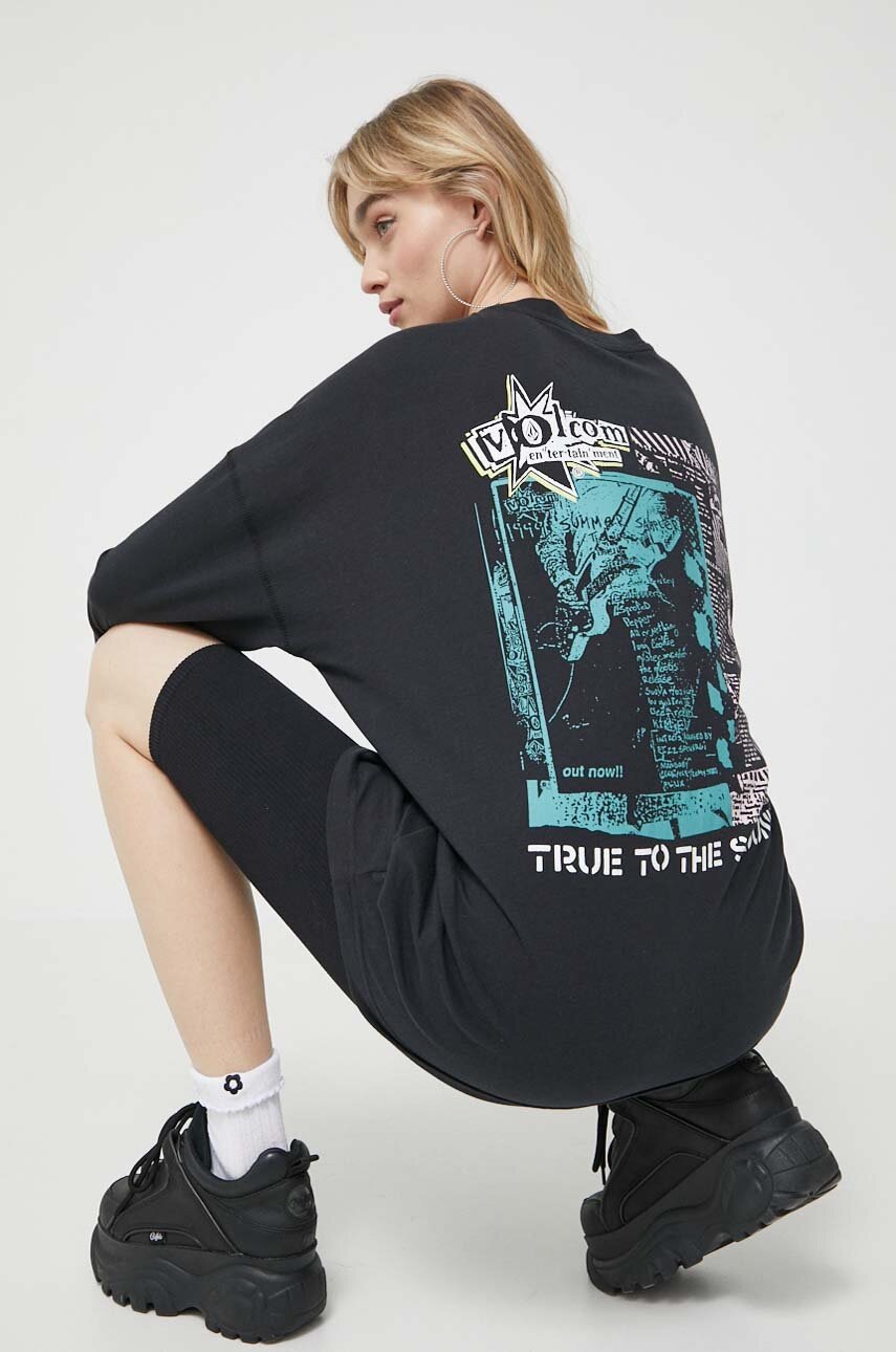 

Хлопковый лонгслив Volcom цвет чёрный