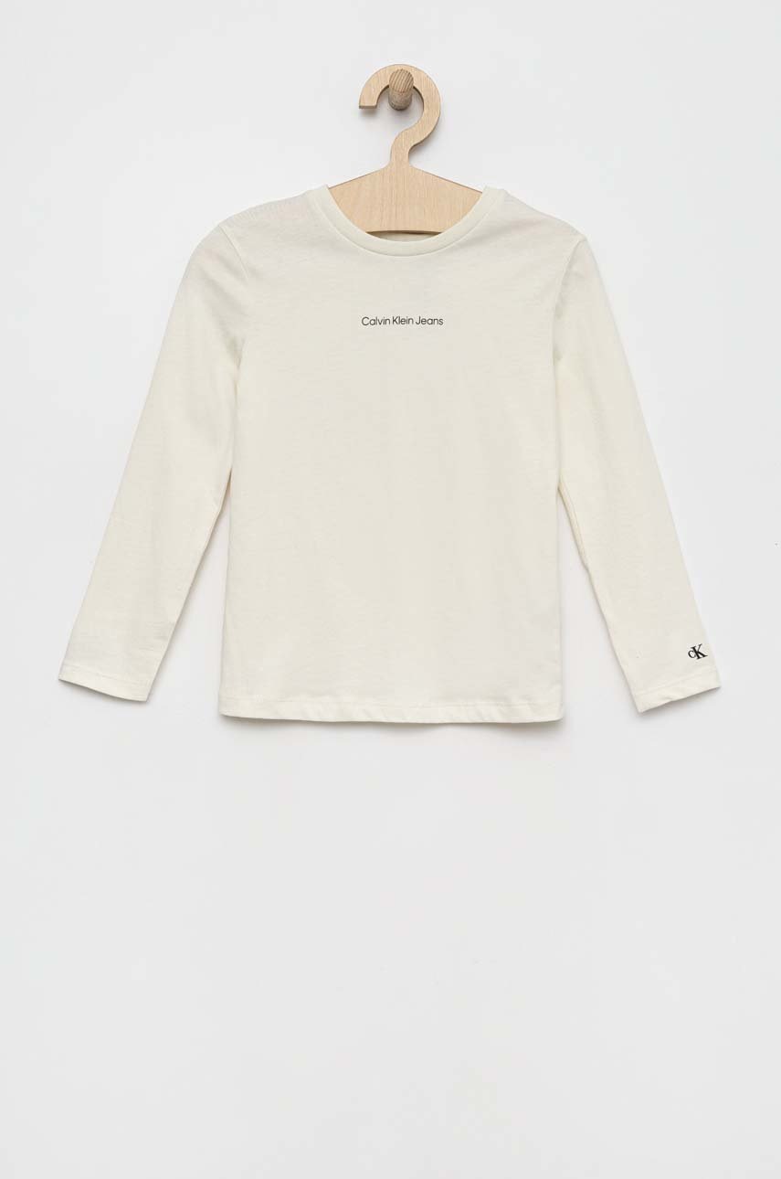 

Детска блуза с дълги ръкави Calvin Klein Jeans в бежово, Бежов