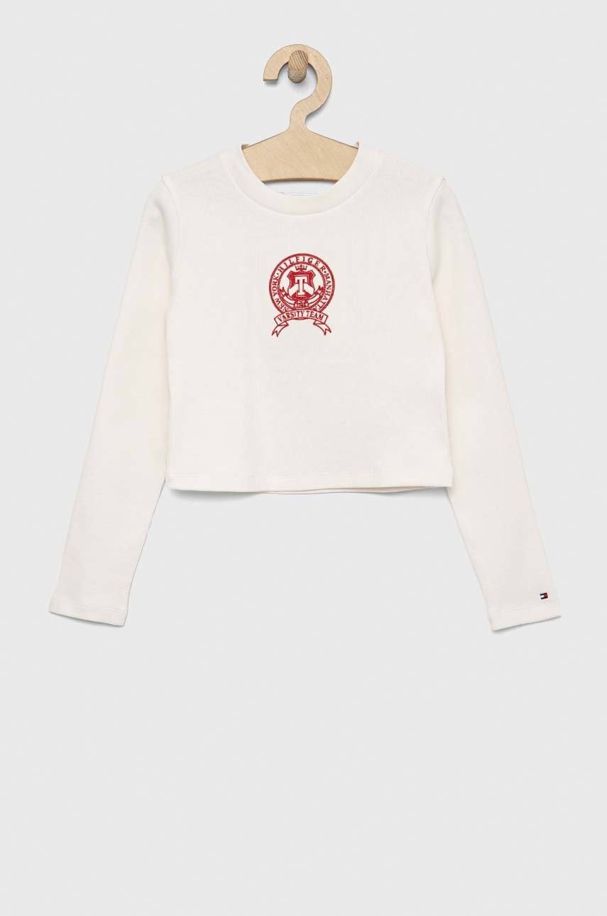 

Дитячий лонгслів Tommy Hilfiger колір бежевий