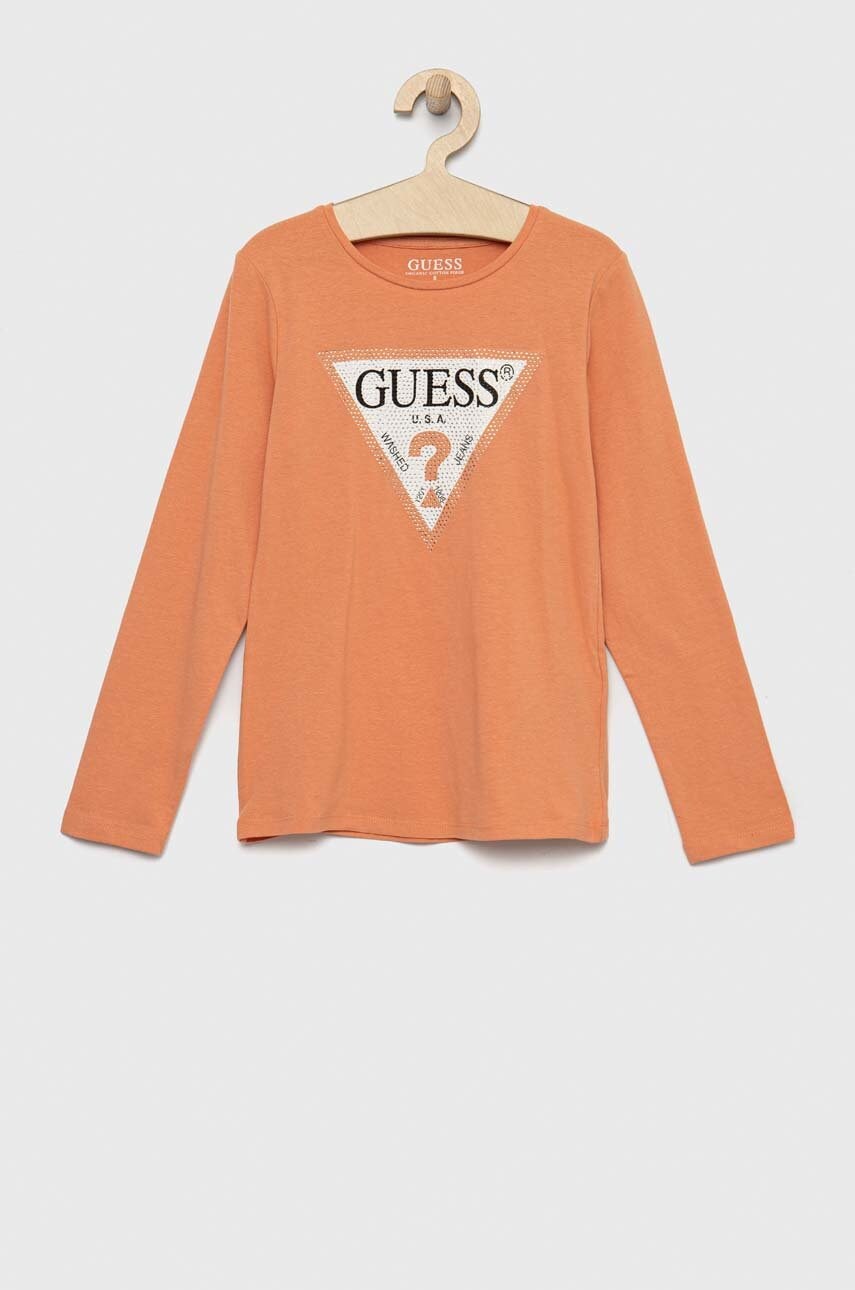

Детский лонгслив Guess цвет оранжевый