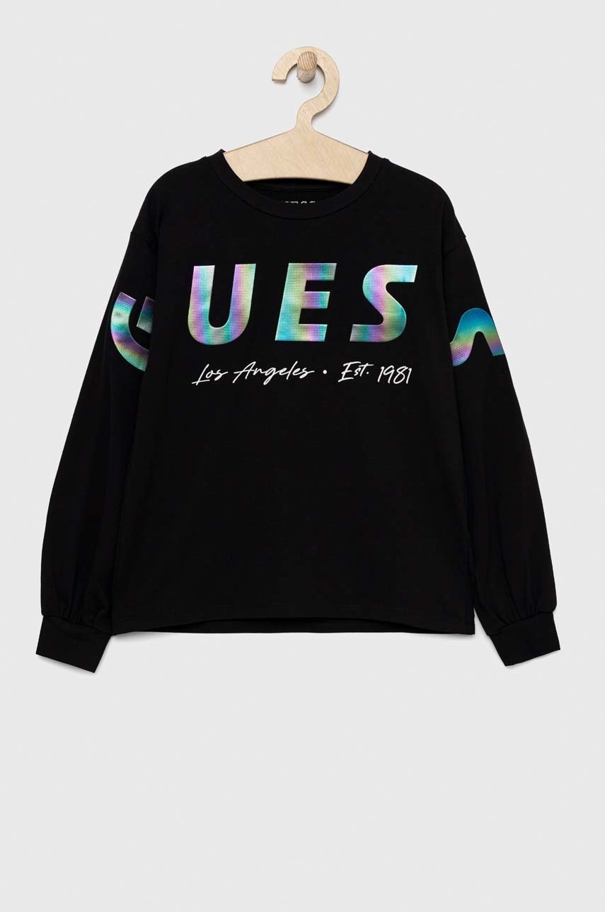 

Детска блуза с дълги ръкави Guess в черно, Черен