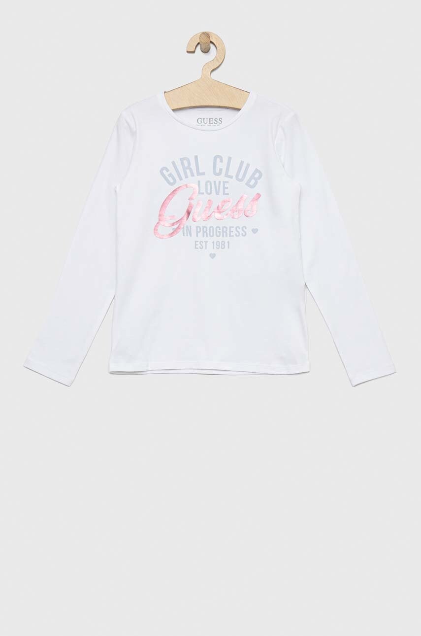 

Детский лонгслив Guess цвет белый