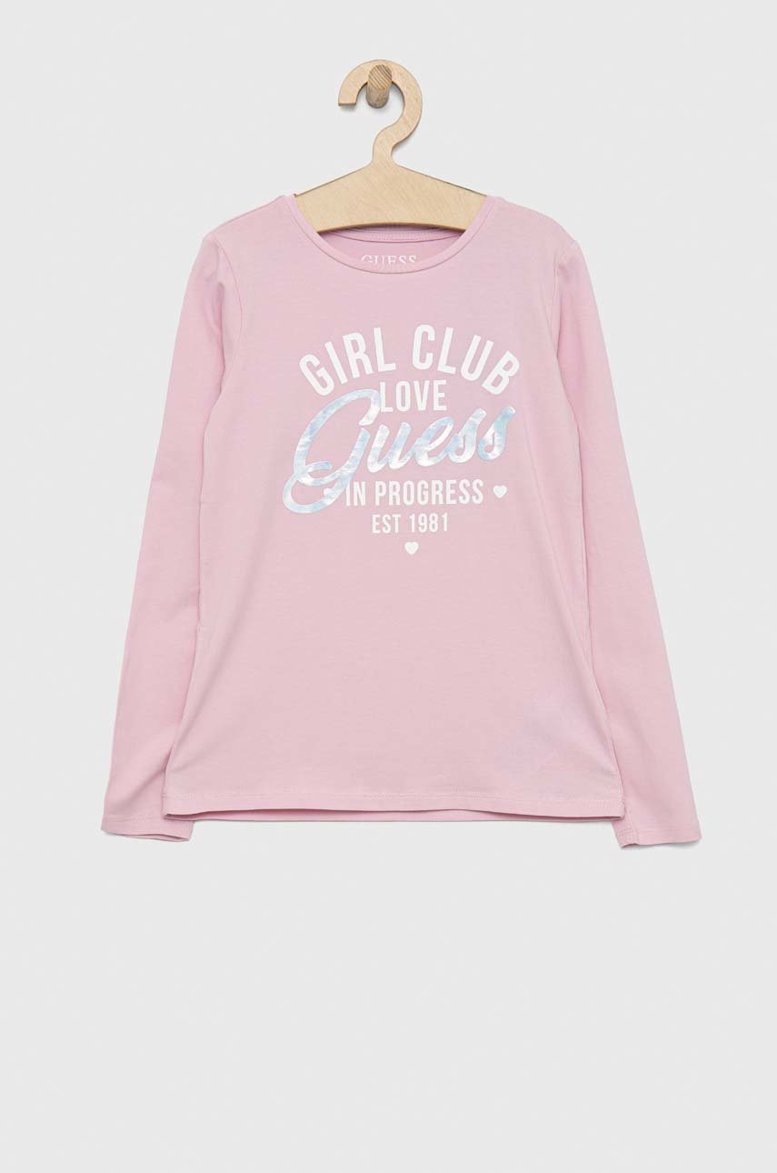 

Дитячий лонгслів Guess колір рожевий