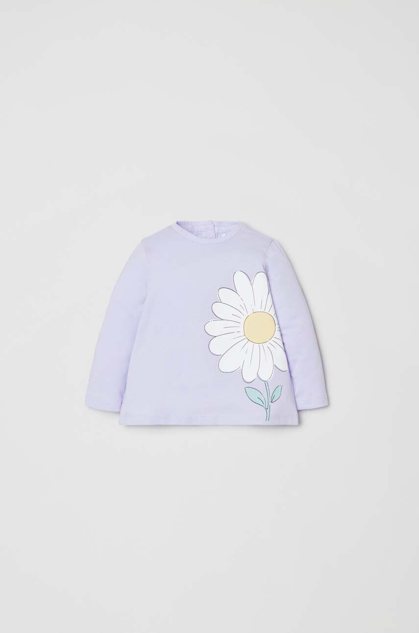 OVS longsleeve din bumbac pentru bebeluși culoarea violet