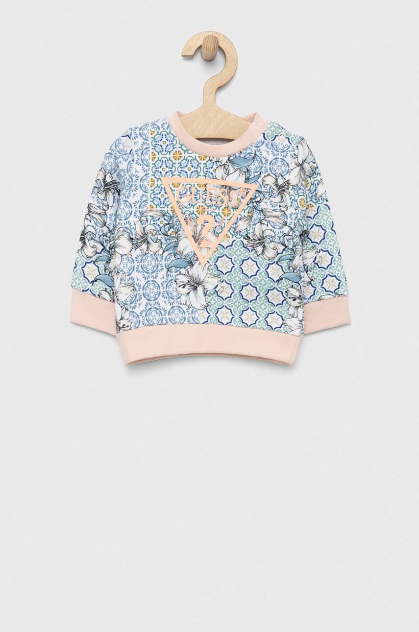 

Детски памучен суичър Guess в синьо с десен, Син