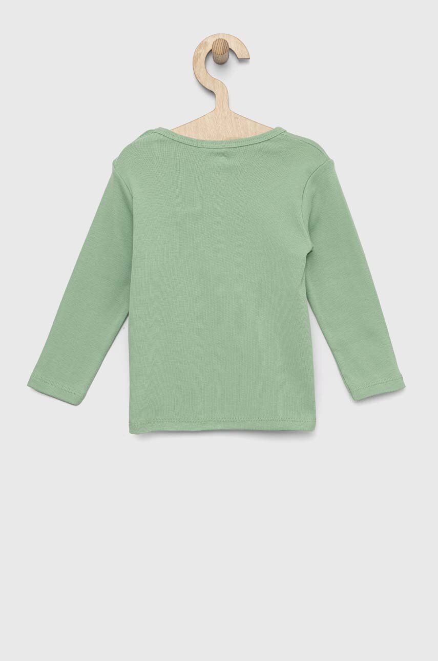Бавовняний лонгслів для немовлят United Colors of Benetton колір зелений