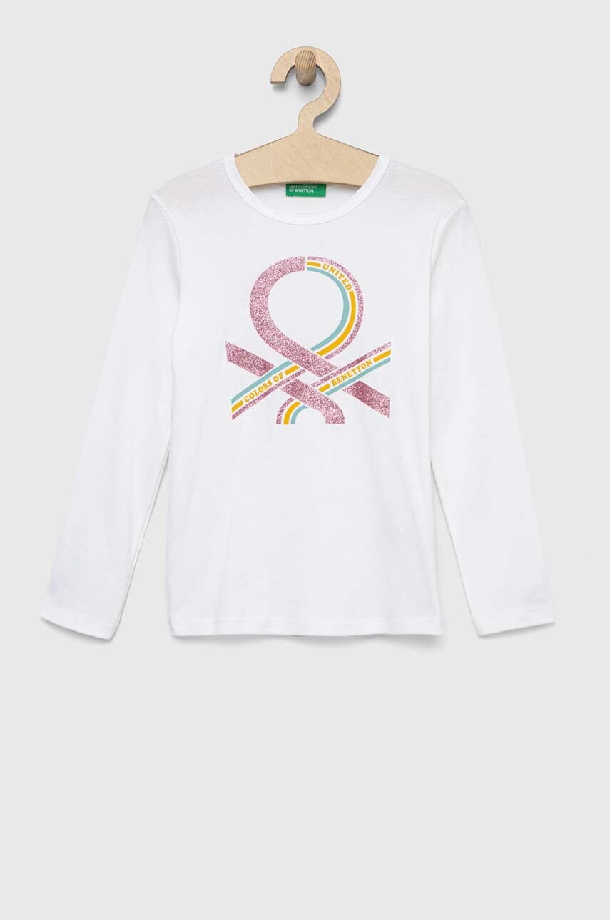 

Хлопковый детский лонгслив United Colors of Benetton цвет белый