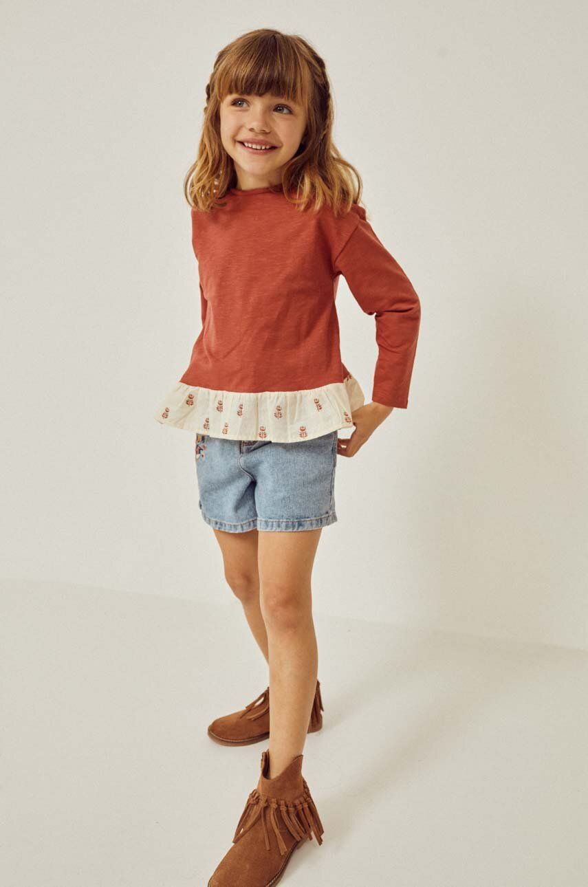 Levně Dětské tričko s dlouhým rukávem zippy červená barva