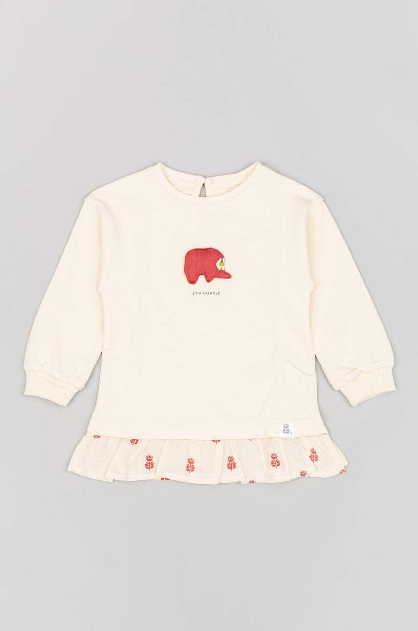 zippy longsleeve din bumbac pentru copii culoarea bej