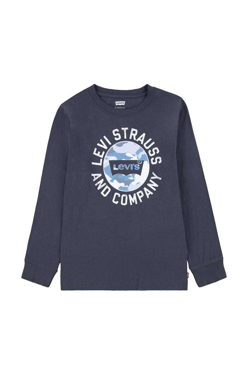 E-shop Dětská bavlněná košile s dlouhým rukávem Levi's šedá barva, s potiskem