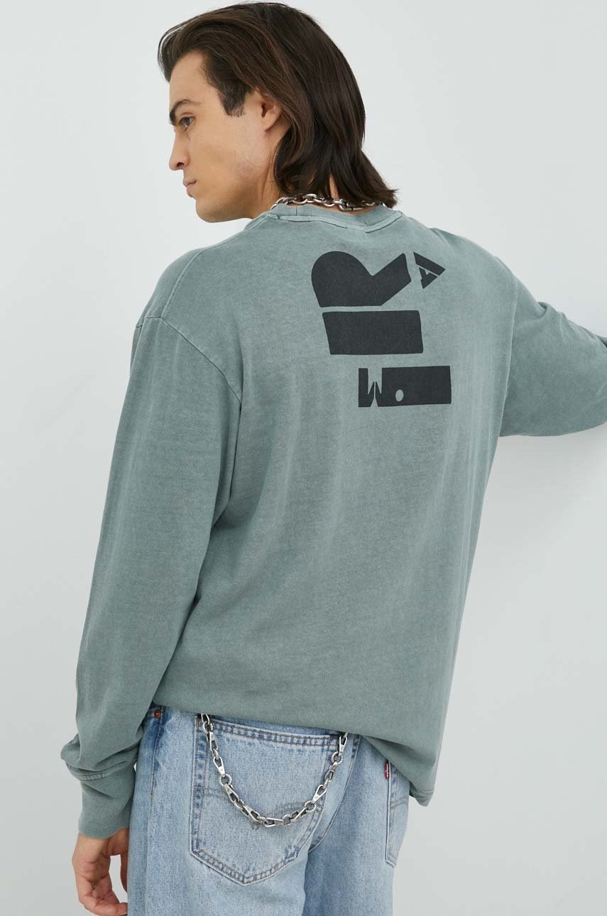 

Бавовняний лонгслів G-Star Raw колір зелений з принтом