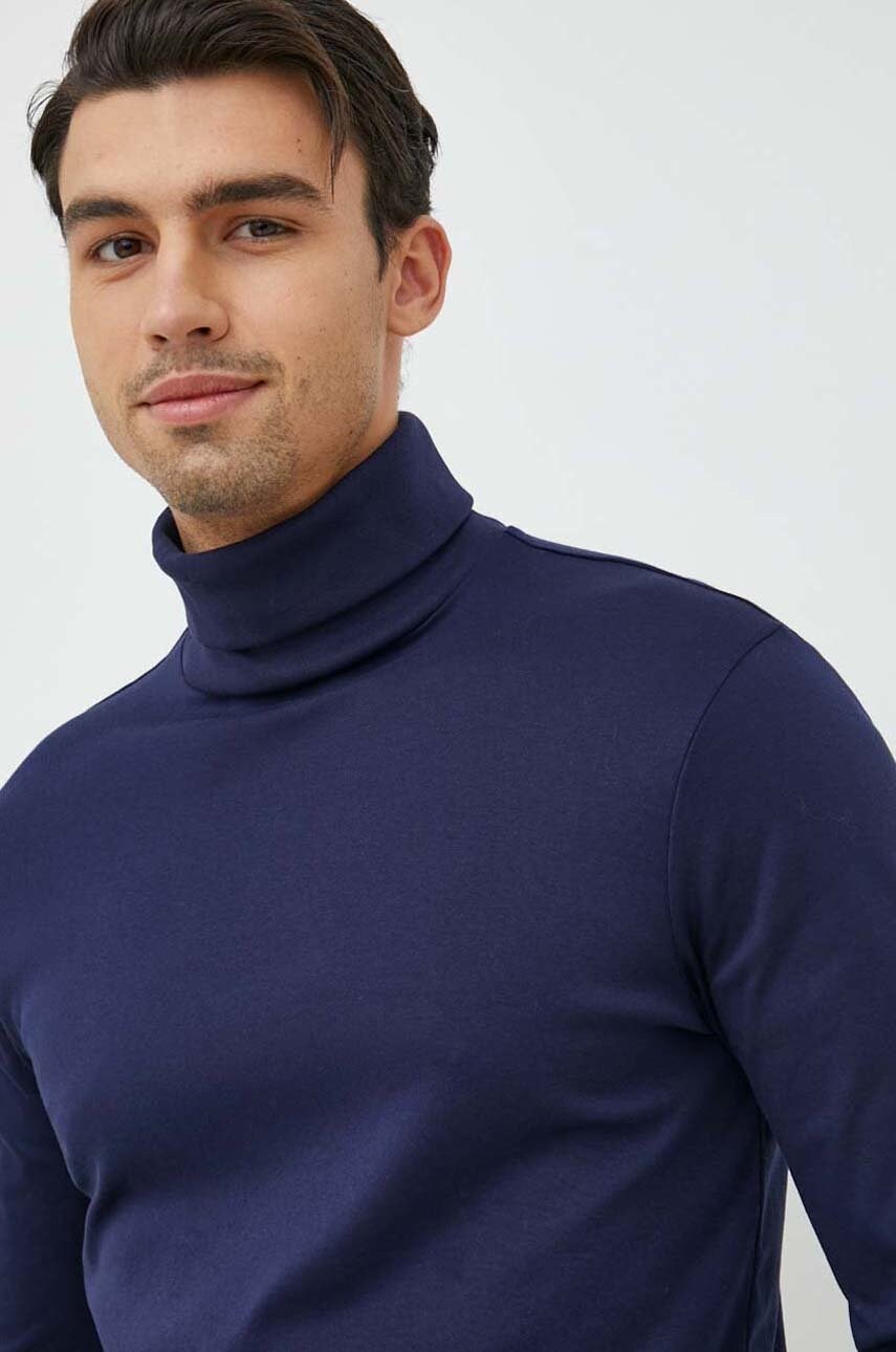 

Бавовняний лонгслів Polo Ralph Lauren колір синій однотонний