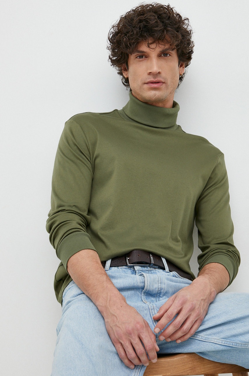 

Хлопковый лонгслив Polo Ralph Lauren цвет зелёный однотонный