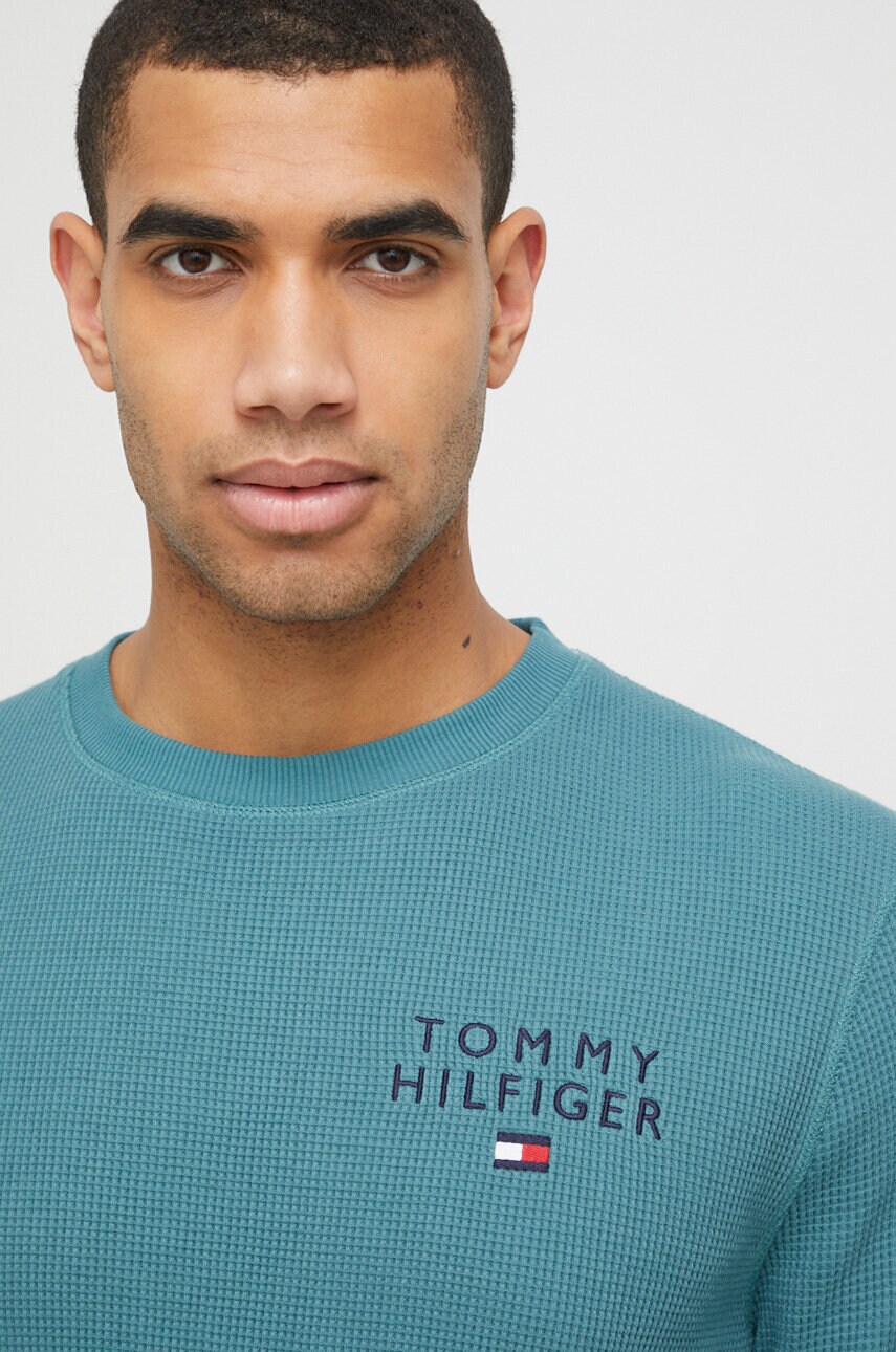 

Бавовняна кофта лаунж Tommy Hilfiger колір зелений з аплікацією